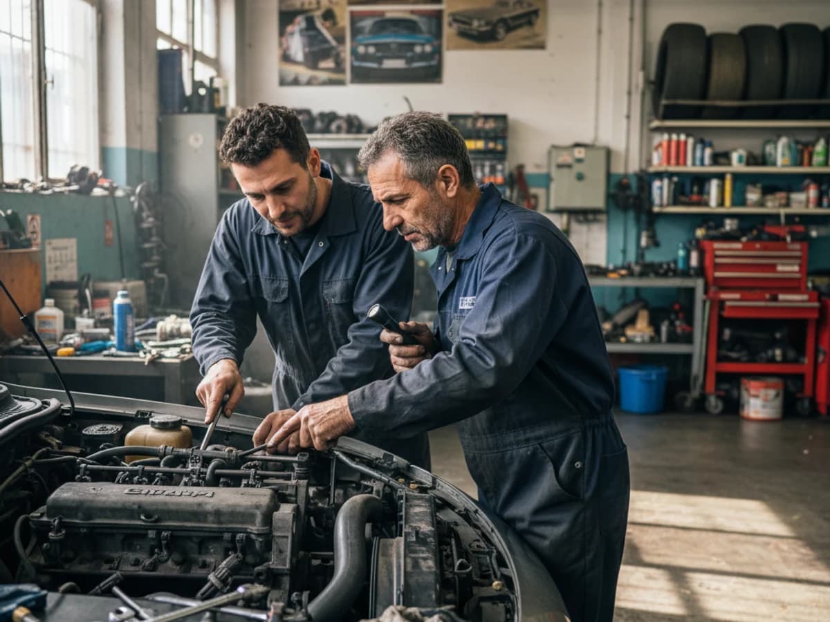 Il team del Gruppo Sebastiani al lavoro in officina